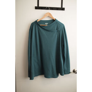 Duluth Trading Co Teal Asymmetrical Button Pullovers Side 2X Sweater